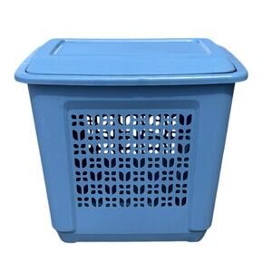VTG 80s Rubbermaid Laundry Hamper Basket Tulip Floral 2787